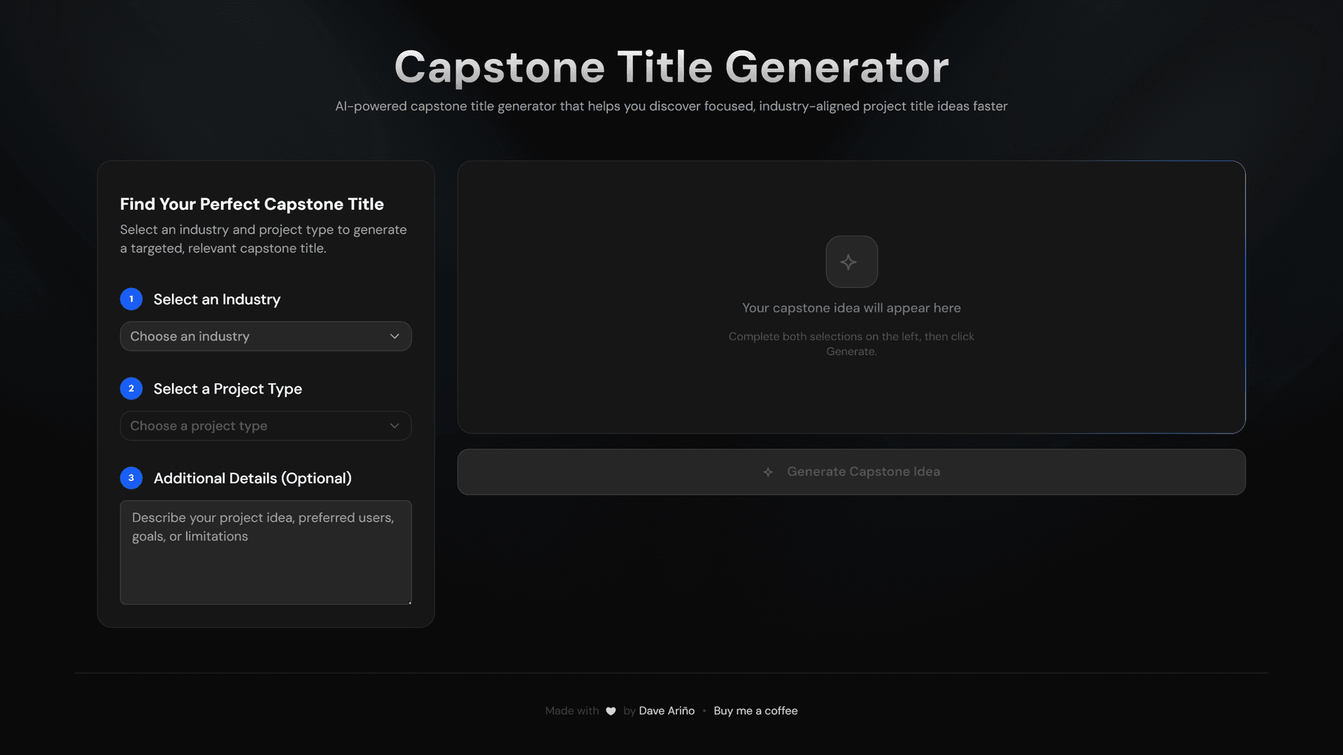 Capstone Title Generator screenshot